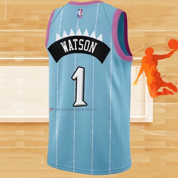 Camiseta Toronto Raptors Paul Watson NO 1 Ciudad 2020-21 Rosa Azul