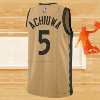 Camiseta Toronto Raptors Precious Achiuwa NO 5 Ciudad 2023-24 Oro