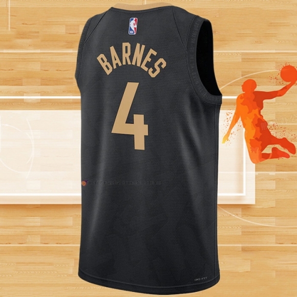 Camiseta Toronto Raptors Scottie Barnes NO 4 Ciudad 2022-23 Negro