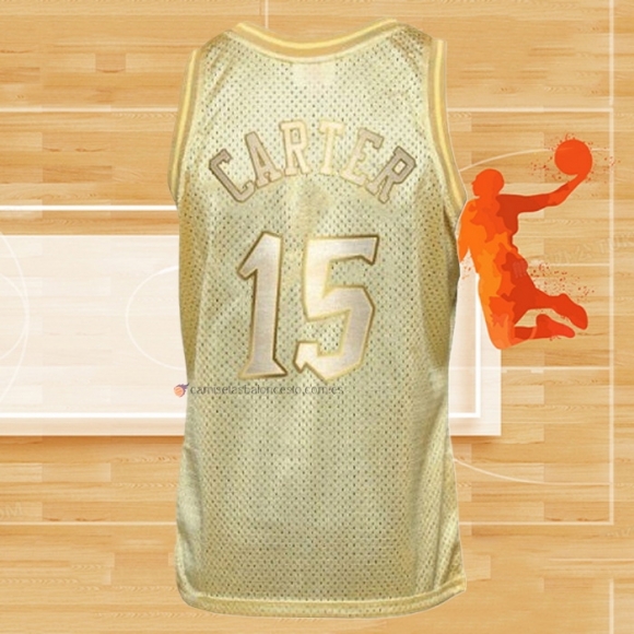 Camiseta Toronto Raptors Vince Carter NO 15 Mitchell & Ness 1998-99 Oro