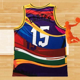 Camiseta Toronto Raptors Vince Carter NO 15 Rainbow Classic Negro