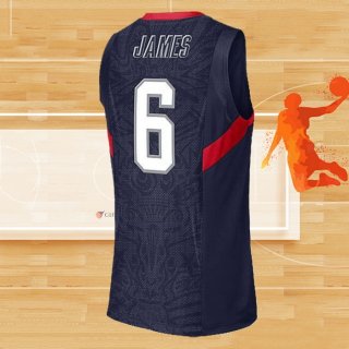 Camiseta USA 2008 LeBron James NO 6 Azul