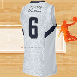 Camiseta USA 2008 LeBron James NO 6 Blanco