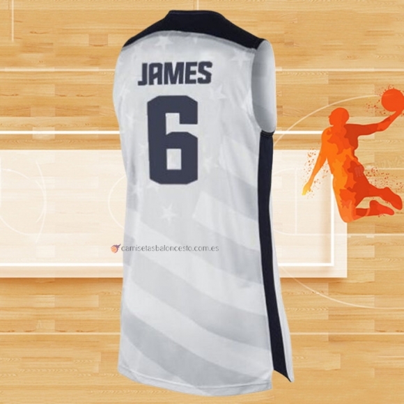 Camiseta USA 2012 Lebron James NO 6 Blanco