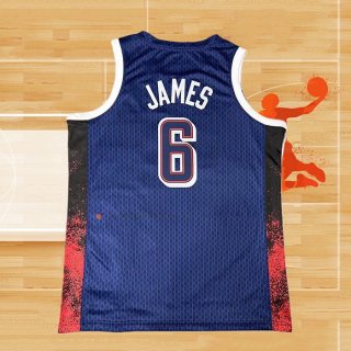 Camiseta USA 2024 LeBron James NO 6 Azul