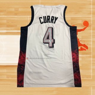 Camiseta USA 2024 Stephen Curry NO 4 Blanco