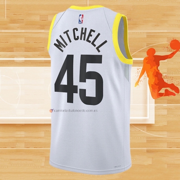 Camiseta Utah Jazz Donovan Mitchell NO 45 Association 2022-23 Blanco