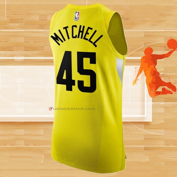 Camiseta Utah Jazz Donovan Mitchell NO 45 Icon Autentico 2022-23 Amarillo