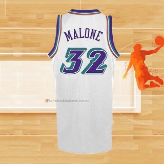 Camiseta Utah Jazz Karl Malone NO 32 Retro Blanco