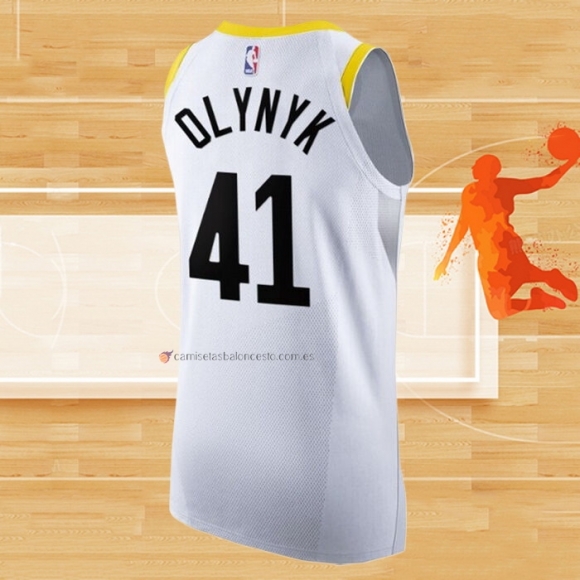 Camiseta Utah Jazz Kelly Olynyk NO 41 Association Autentico 2022-23 Blanco