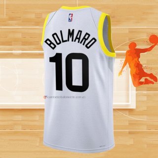 Camiseta Utah Jazz Leandro Bolmaro NO 10 Association 2022-23 Blanco