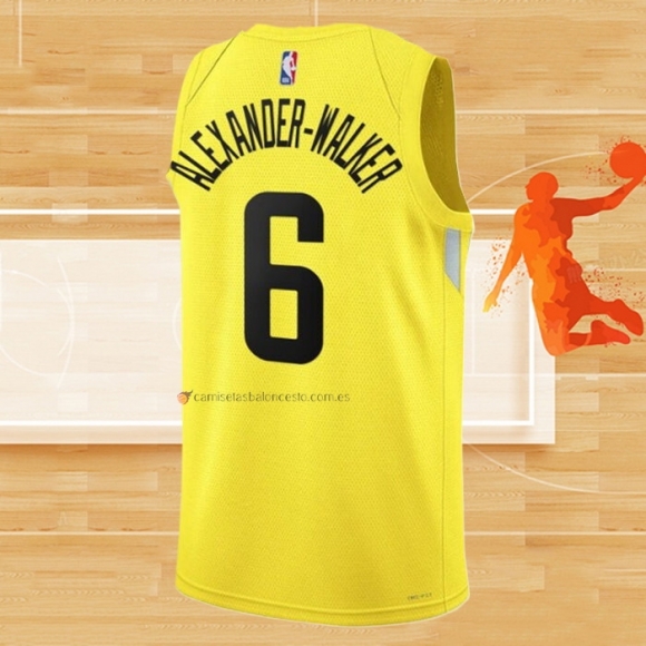 Camiseta Utah Jazz Nickeil Alexander-Walker NO 6 Icon 2022-23 Amarillo