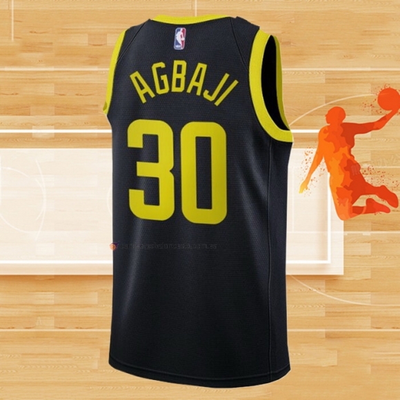 Camiseta Utah Jazz Ochai Agbaji NO 30 Statement 2022-23 Negro