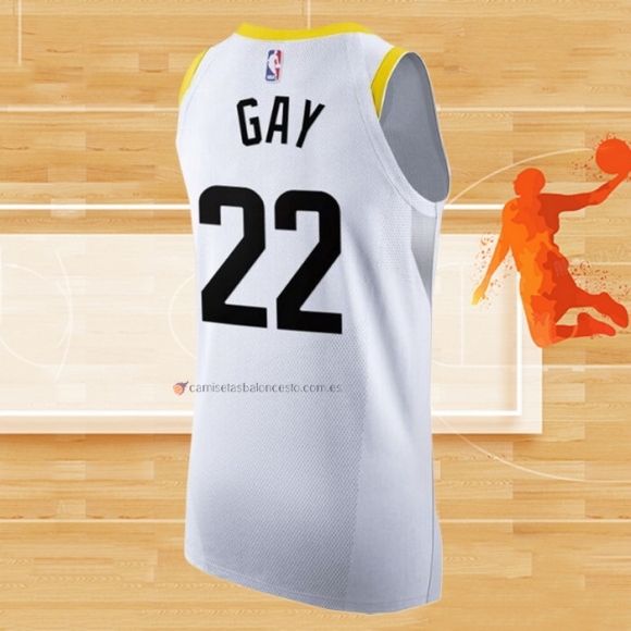 Camiseta Utah Jazz Rudy Gay NO 22 Association Autentico 2022-23 Blanco