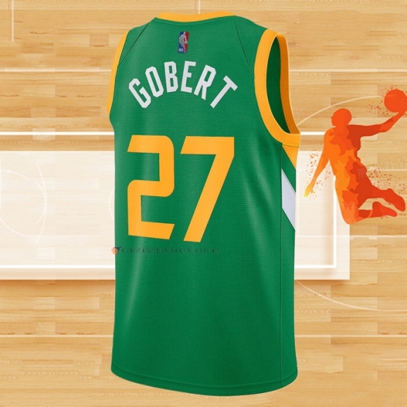 Camiseta Utah Jazz Rudy Gobert NO 27 Earned 2020-21 Verde