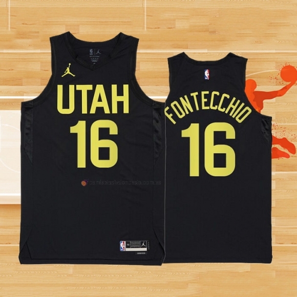 Camiseta Utah Jazz Simone Fontecchio NO 16 Statement 2022-23 Negro