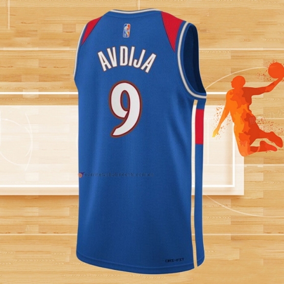 Camiseta Washington Wizards Deni Avdija NO 9 Ciudad 2021-22 Azul