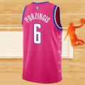 Camiseta Washington Wizards Kristaps Porzingis NO 6 Ciudad 2022-23 Rosa