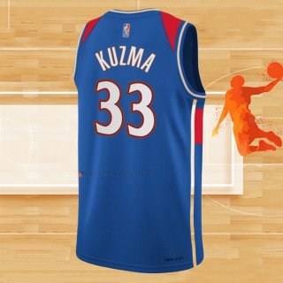 Camiseta Washington Wizards Kyle Kuzma NO 33 Ciudad 2021-22 Azul