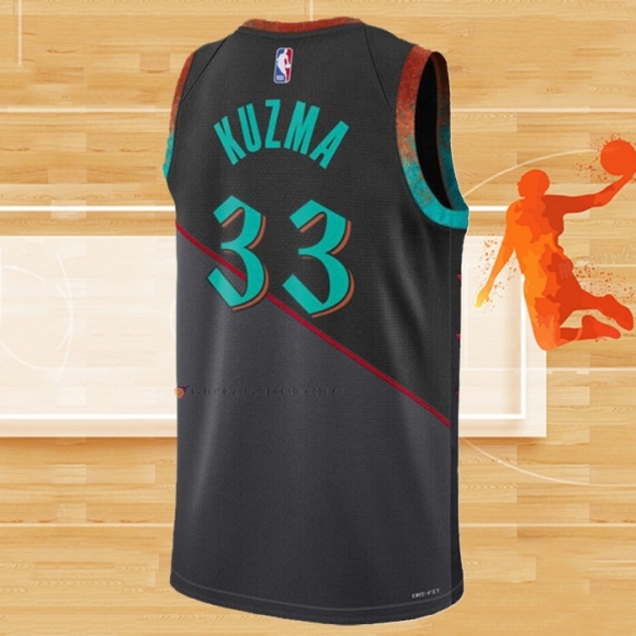 Camiseta Washington Wizards Kyle Kuzma NO 33 Ciudad 2023-24 Negro