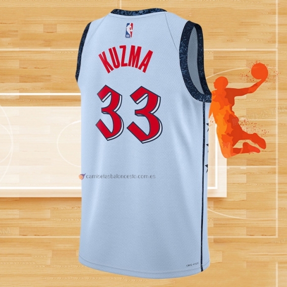 Camiseta Washington Wizards Kyle Kuzma NO 33 Ciudad 2024-25 Azul