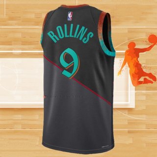 Camiseta Washington Wizards Ryan Rollins NO 9 Ciudad 2023-24 Negro